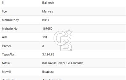 CB Leader'dan Manyas Kızıkta 3124 m² K. Tavukhane ve Tarla