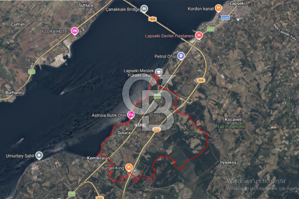 LAPSEKİ SULUCA DENİZ MANZARALI 5029 M2 SATILIK ARAZİ
