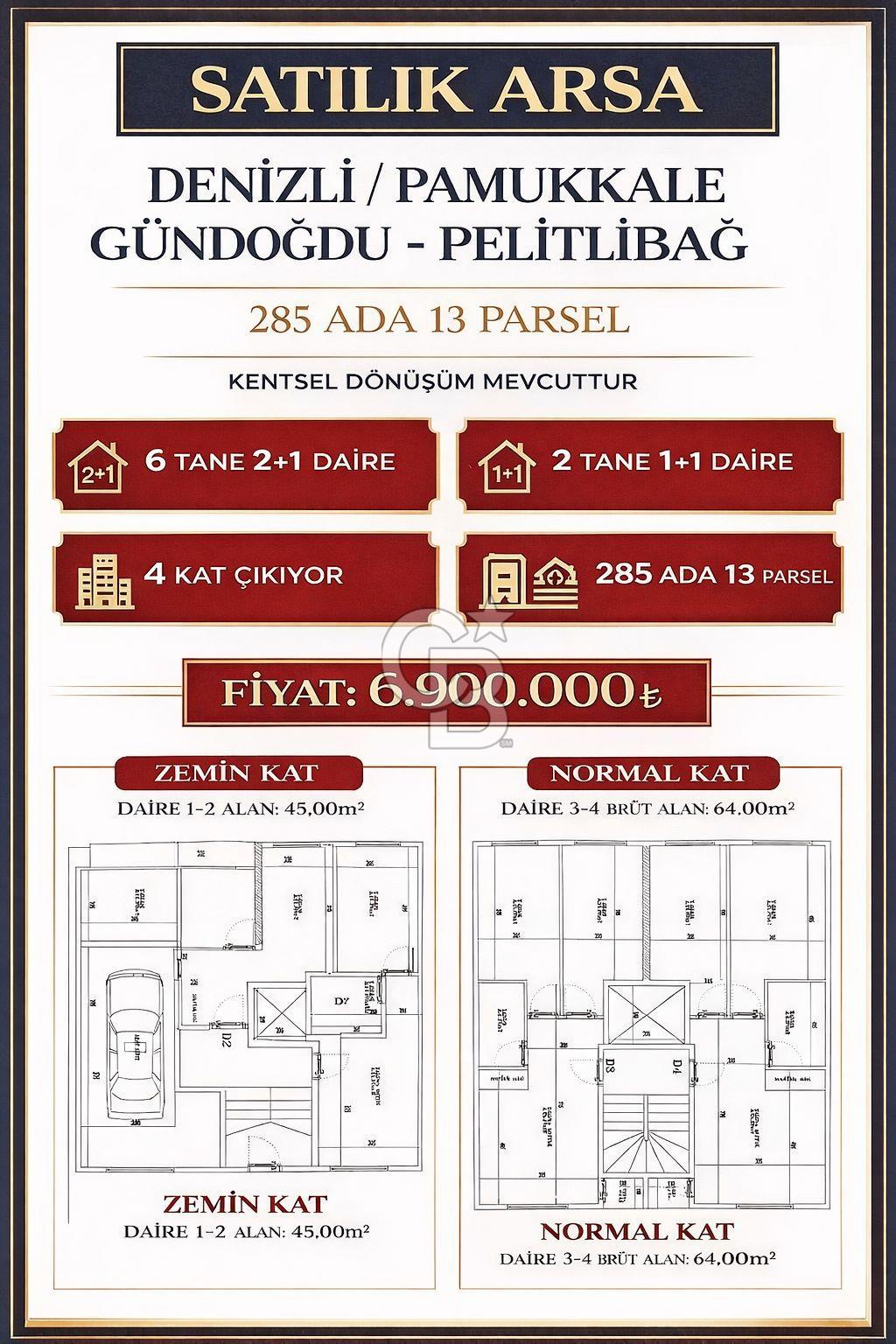 Hacıkaplanlar Mah. Atatürk Cad. Yakını 8 Apartlık Satılık Arsa