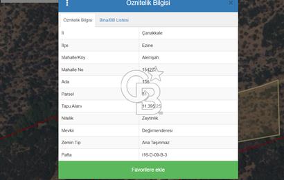 ÇANAKKALE EZİNE ALEMŞAH KÖYÜ’NDE 11 DÖNÜM SATILIK ZEYTİNLİK
