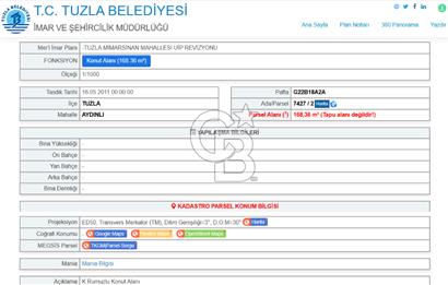 TUZLA MİMAR SİNAN MAHALLESİNDE 168 M2 KONUT İMARLI SATILIK ARSA