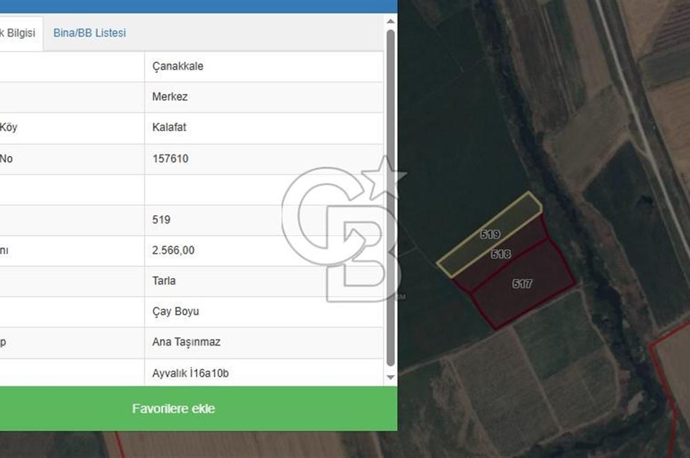 ÇANAKKALE MERKEZ KALAFAT KÖYÜNDE SATILIK 5.000 m2 ARAZİ