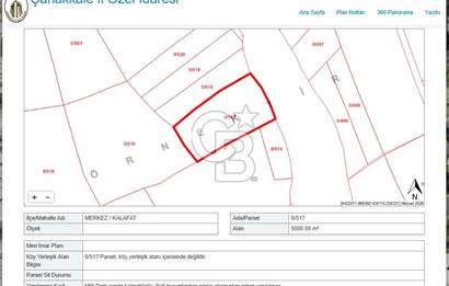 ÇANAKKALE MERKEZ KALAFAT KÖYÜNDE SATILIK 5.000 m2 ARAZİ