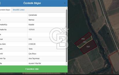 ÇANAKKALE MERKEZ KALAFAT KÖYÜNDE SATILIK 5.000 m2 ARAZİ
