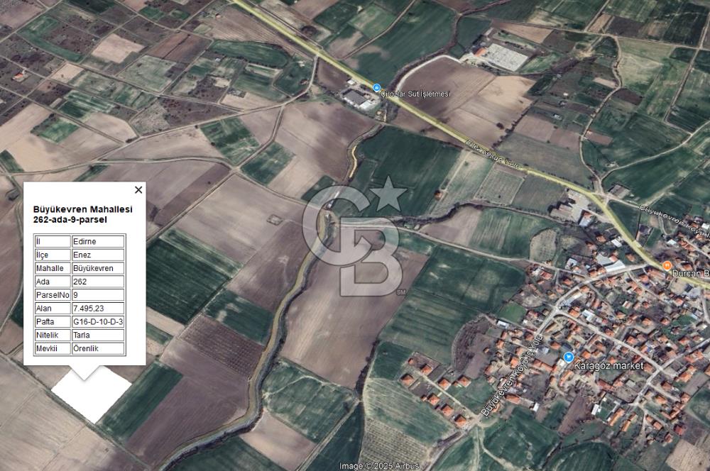 ENEZ'İN EN GELİŞMİŞ KÖYÜNDE EV YAPIMINA UYGUN 7.5 DÖNÜM ARAZİ