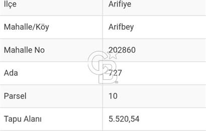 SAKARYA ARİFİYE ARİFBEY'DE 5520M2 SATILIK TARLA