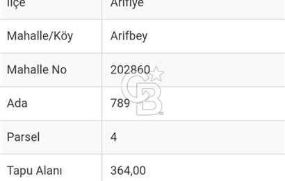 SAKARYA ARİFİYE ARİFBEY'DE SATILIK 364 M2 ARSA