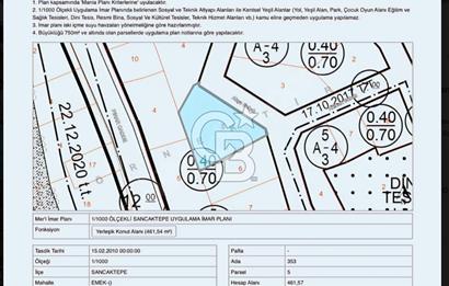 Sancaktepe Emek Mah 353 Ada 5 Parsel 461.59M2 Satılık Arsa