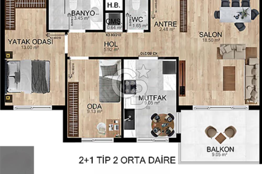 Kayalar Sky’da Satılık 2+1 Lüks Daire