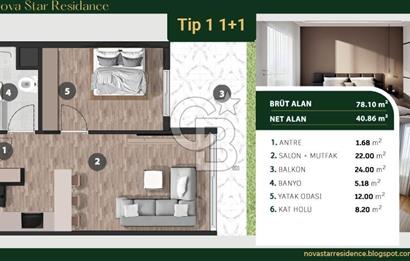 Bayraklı Doğançay'da Satılık 1+1 Merkezi Sistem Daire