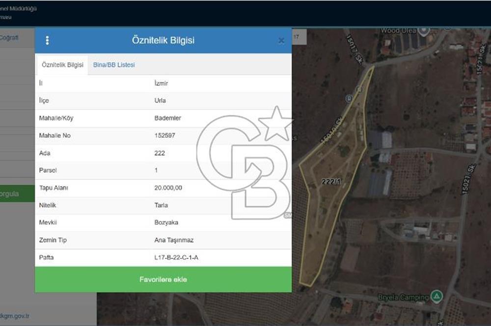 Urla Bademler'de Altyapısı Hazır Satılık Tarla