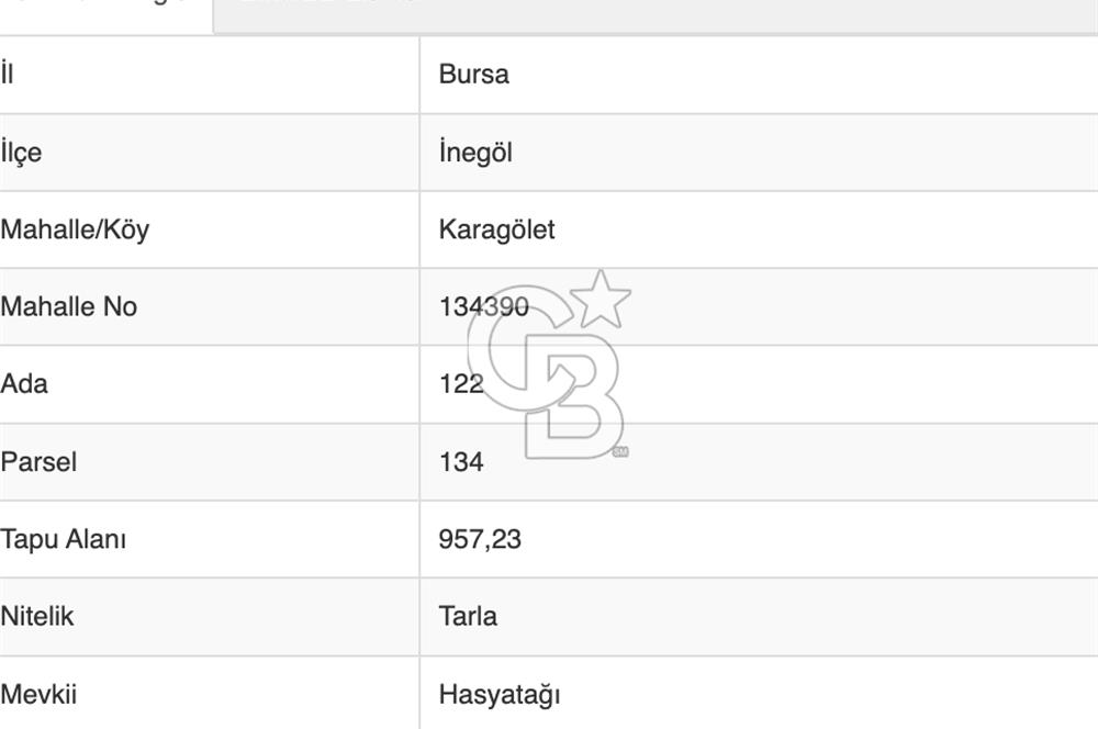 Bursa İnegöl Yatırımlık Müstakil Parsel 957 m² Fırsat