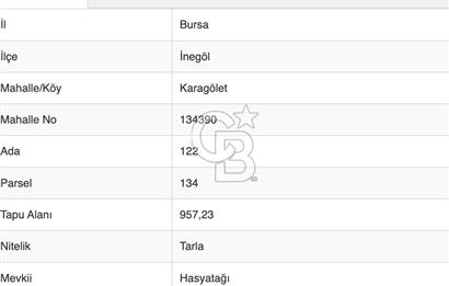 Bursa İnegöl Yatırımlık Müstakil Parsel 957 m² Fırsat