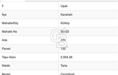 Uşak Karahallı'da Yatırımın Yeni Adresi: 2.064 m²