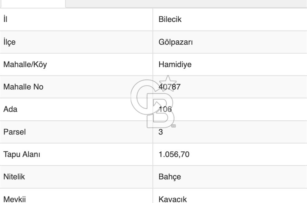 BİLECİK GÖLPAZARI YATIRIMLIK & HOBİYE UYGUN 1.056 m² BAHÇE