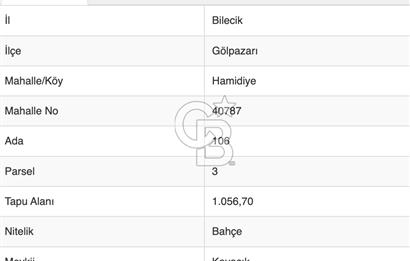 BİLECİK GÖLPAZARI YATIRIMLIK & HOBİYE UYGUN 1.056 m² BAHÇE