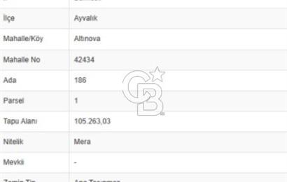 AYVALIK ALTINOVADA SATILIK 1005 m² HİSSELİ ARSA YATIRIM FIRSATI