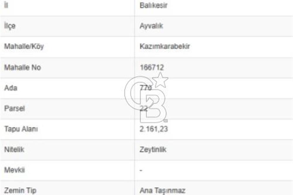 AYVALIK KAZIMKARABEKİRDE YANYANA 2 PARSEL ZEYTİNLİK