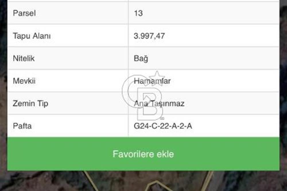 GEYVE EPÇELERDE SATILIK BAĞ3.997 m² 