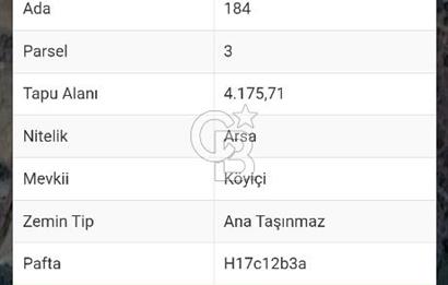 ÇANAKKALE ÇAN DONDURMA'DA KÖYİÇİ SATILIK ARSA 4175M2
