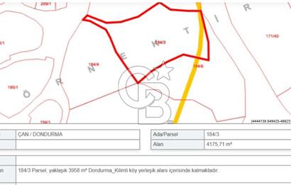 ÇANAKKALE ÇAN DONDURMA'DA KÖYİÇİ SATILIK ARSA 4175M2