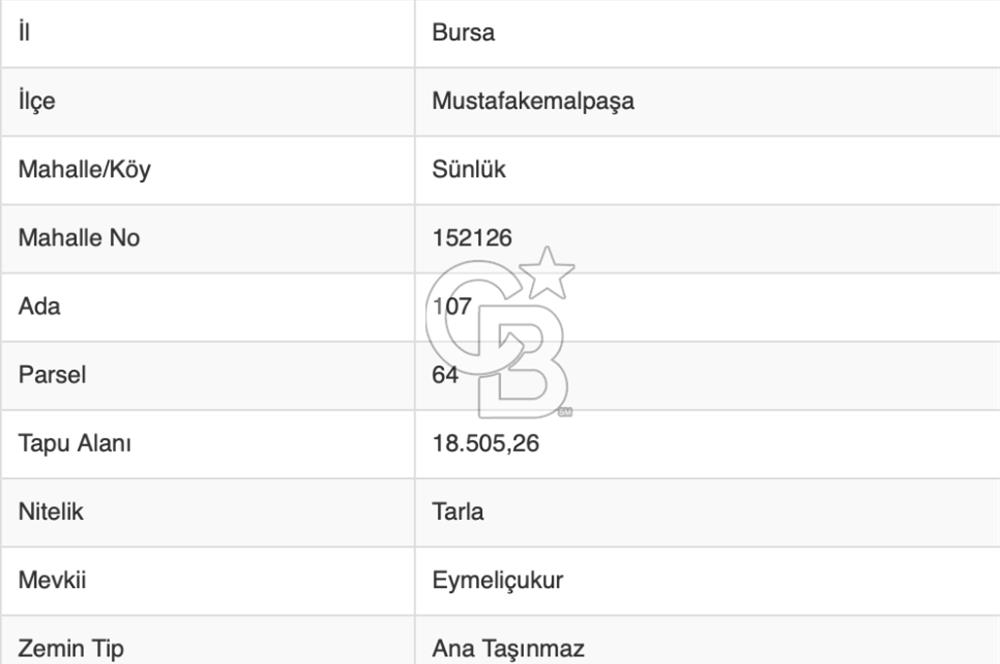 CB BLACK'TAN MUSTAFAKEMALPAŞA SATILIK TARLA