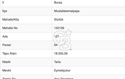 CB BLACK'TAN MUSTAFAKEMALPAŞA SATILIK TARLA