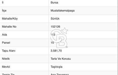 CB BLACK'TAN MUSTAFAKEMALPAŞA SATILIK TARLA