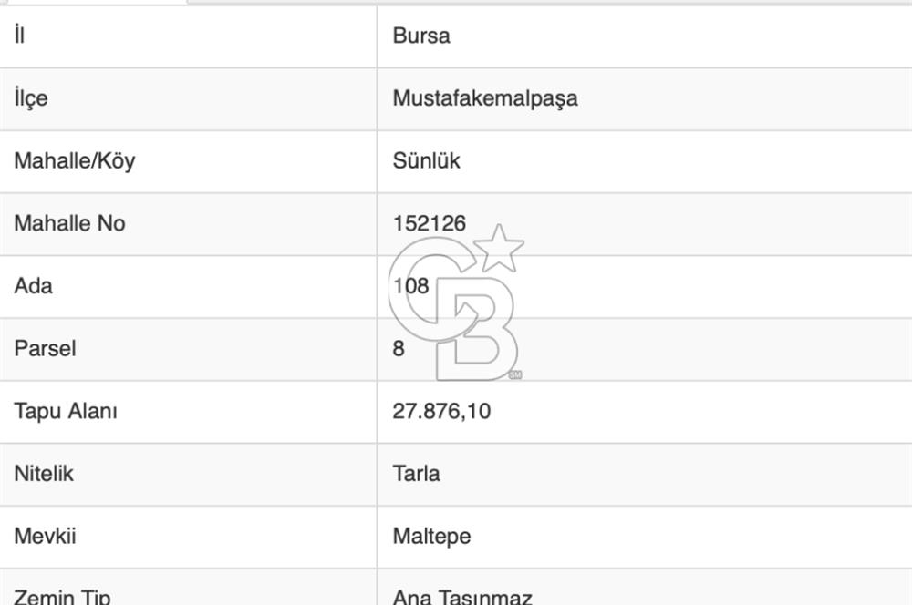 CB BLACK'TAN MUSTAFAKEMALPAŞA SATILIK TARLA