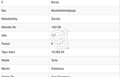 CB BLACK'TAN MUSTAFAKEMALPAŞA SATILIK TARLA