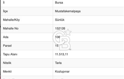 CB BLACK'TAN MUSTAFAKEMALPAŞA SATILIK TARLA