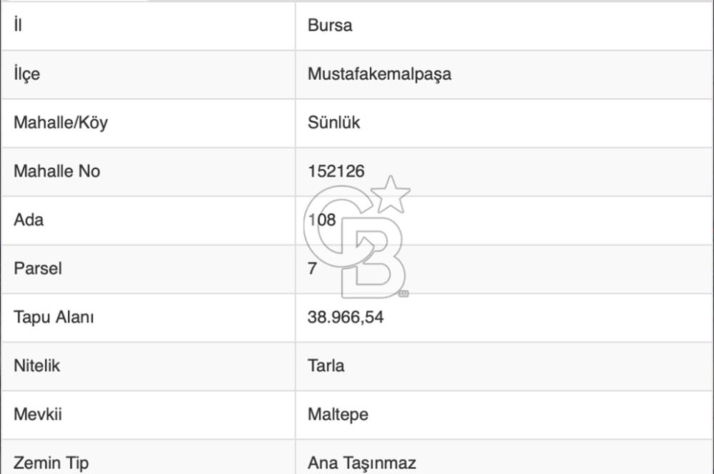 CB BLACK'TAN MUSTAFAKEMALPAŞA SATILIK TARLA