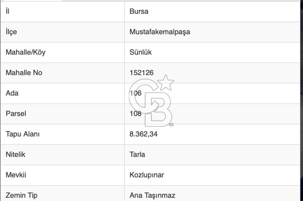 CB BLACK'TAN MUSTAFAKEMALPAŞA SATILIK TARLA