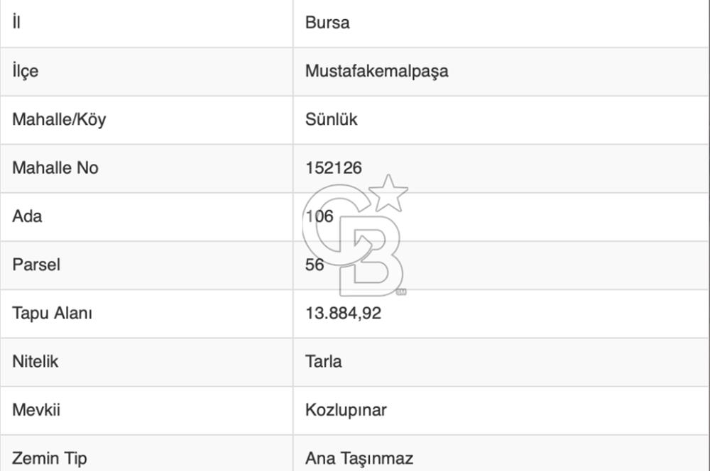 CB BLACK'TAN MUSTAFAKEMALPAŞA SATILIK TARLA