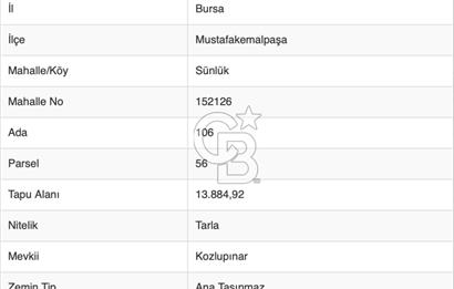 CB BLACK'TAN MUSTAFAKEMALPAŞA SATILIK TARLA