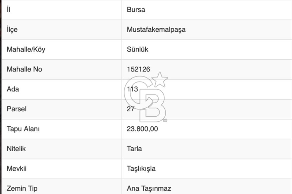 CB BLACK'TAN MUSTAFAKEMALPAŞA TARLA