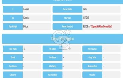 KANDIRA DALCA'DA SATILIK 950 M2 YATIRIMLIK FIRSAT ARAZİ