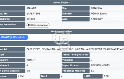 Çankaya Zafertepe'de 97m² Konut Arsası, Köşe Parsel, Emsal 1.50