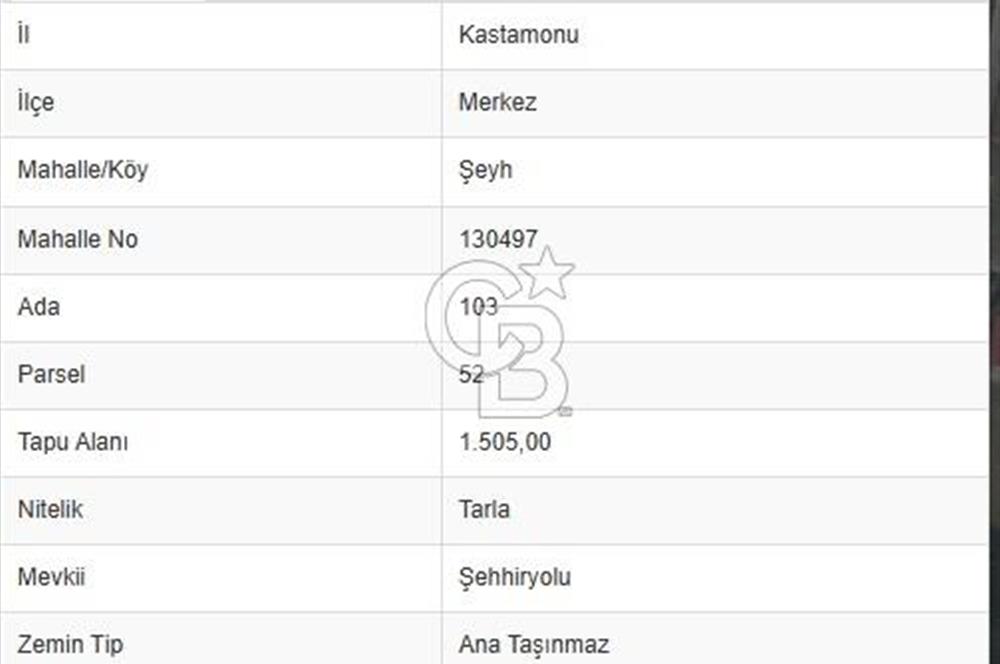Kastamonu Şeyh Köyü'nde Satılık Tarla: 1505m², Yola Cepheli