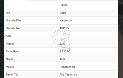 Enez Karaincirli'de , Sahile Yakın, Yatırımlık Satılık Tarla 