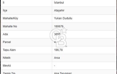 ATAŞEHİR MİMAR SİNAN, 187M2 MÜSTAKİL, YOLA CEPHE FIRSAT ARSA