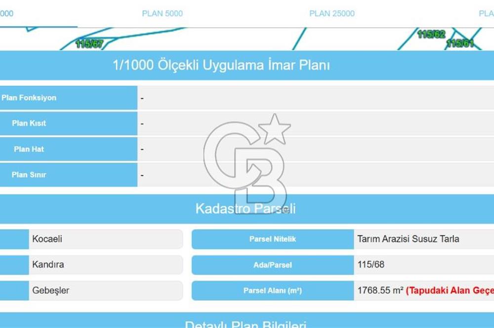 KANDIRA GEBEŞLER ANA YOLA CEPHE SATILIK ARSA