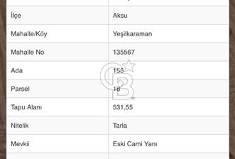 ANTALYA AKSU YEŞİLKARAMAN'DA ACİL SATILIK YATIRIMLIK TARLA - 7 - 345537