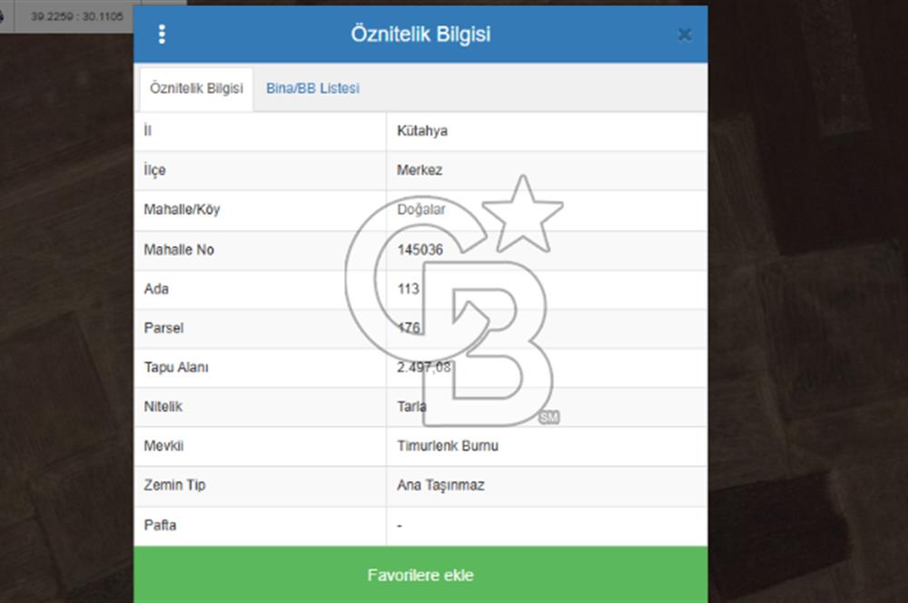 Kütahya Merkez Doğalar Köyünde 2497 m² Tarla