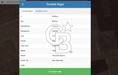 Kütahya Merkez Doğalar Köyünde 2497 m² Tarla