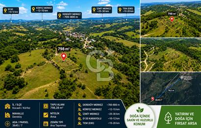KOCAELİ KÖRFEZ DEREKÖY’DE 798 m² SATILIK ARSA | DOĞA İÇİNDE YATIRIMLIK
