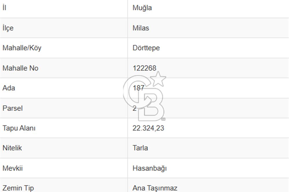 Milas Dörttepe Mevkiinde Yatırımlık Satılık Tarla
