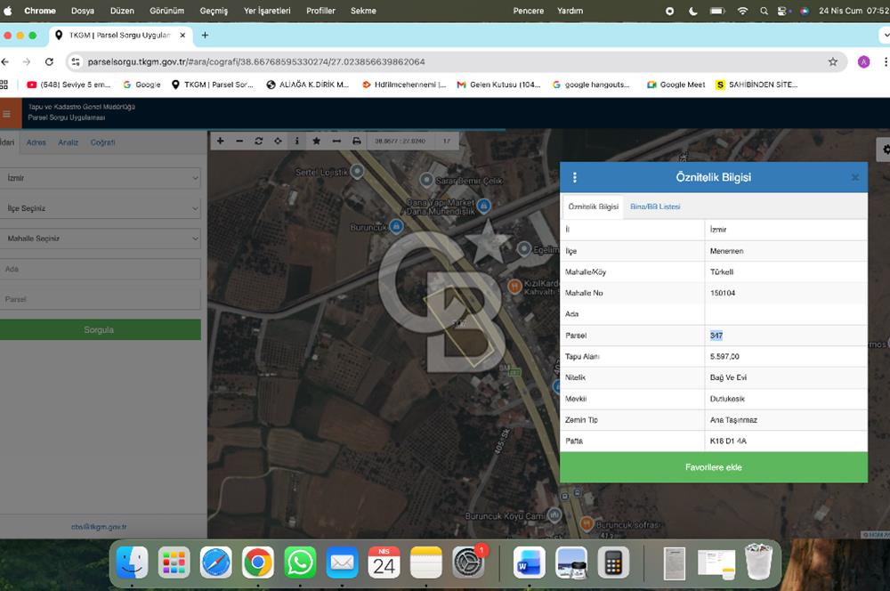 CB ODAK'TAN MENEMEN BURUNCUKTA YOLA CEPHELİ SATILIK 5.597M2