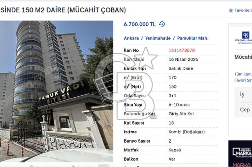 PAMUKLARDA SİTE İÇERSİNDE 150 M2 DAİRE (MÜCAHİT ÇOBAN)