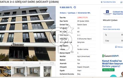MUAZZEZ APT SATILIK 2+1 GİRİŞ KAT DAİRE (MÜCAHİT ÇOBAN)